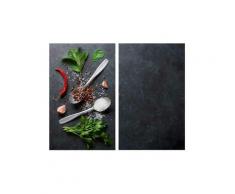 2er Set Glasabdeckplatten Basilikum Herdabdeckplatten Herdplatten 30x52 cm - schwarz