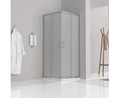 Satinierte Duschkabine mit Schiebetüren Eckdusche mit Rollensystem aus ESG Glas 180cm Hoch DK77