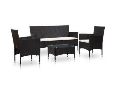 Asupermall - 4-Tlg. Garten-Lounge-Set Mit Auflagen Poly Rattan Schwarz