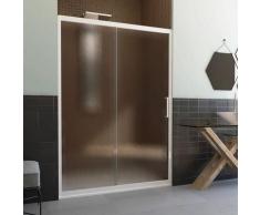 Duschtür in PVC 170 CM H190 Satiniert Chinchilla mod. Glax 1 Tür weißes Profil