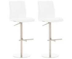 2er Set Barhocker Cadiz Kunstleder-weiß-Edelstahl