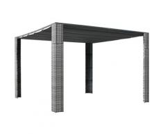 YOUTHUP Pavillon mit Dach Poly Rattan 300×300×200 cm Grau und Anthrazit