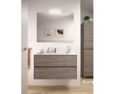 Badezimmer Badmöbel 100 cm aus Eiche eternity Holz mit Porzellan Waschtisch | 100 cm - mit Kolonne
