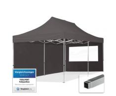 3x6 m Faltpavillon TOOLPORT, ECONOMY Alu 32mm, Seitenteile mit Panoramafenstern, dunkelgrau