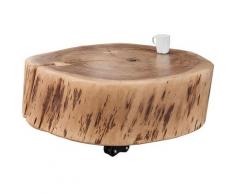 Massiver Couchtisch goa 60cm Akazie Baumstamm mit Rollen Unikat Sofatisch Wohnzimmertisch