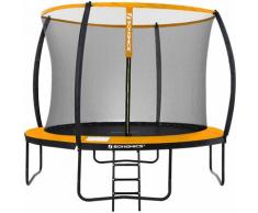 Trampolin Ø 366 cm, rundes Gartentrampolin mit Sicherheitsnetz, mit Leiter und gepolsterten
