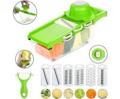 in 1 Gemüseschneider, Gurkenhobel, Mandoline, Reibe mit Container und Schäler für Salat Gemüse,