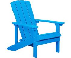Gartenstuhl Blau Holzwerkstoff breite Armlehnen Muskoka Adirondack Stil Terrasse Outdoor