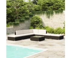 8-tlg. Garten-Lounge-Set mit Auflagen Poly Rattan Schwarz - Youthup
