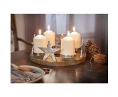 Adventskranz "Silbersterne" aus Mangoholz & Alu, Tischkranz