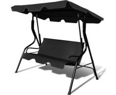 Dreamade - Hollywoodschaukel, 3-Sitzer Gartenschaukel mit Sonnendach, Schaukel aus Stahl (Schwarz)