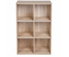 6 Fächern Bücherregal Holzregal Flurregal Aufbewahrungsregal, 65,5 x 97,5 x 30,5 cm (B x H x T),
