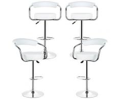 Barhocker 360° frei drehbar höhenverstellbar mit Fußstütze und Rückenlehne für Küche Bar | Weiß |