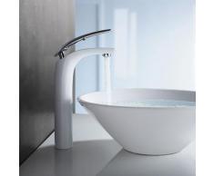 Weiß Chrom Waschtischarmatur hoch Wasserhahn Bad Armatur Badzimmer Einhebelmischer Badarmatur