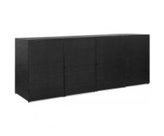 Betterlife - Mülltonnenbox für 4 Tonnen Schwarz 305x78x120 cm Poly Rattan