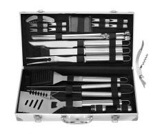 Femor - Grillbesteck-Set 26-teilig in Edelstahl mit Weinöffner kompletter Grillkoffer bbq Zubehör