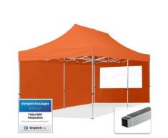 3x6 m Faltpavillon TOOLPORT, ECONOMY Alu 32mm, Seitenteile mit Panoramafenstern, orange