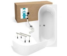 Calmwaters® Rechteck Badewanne Komplettset 180x80 cm mit Schürze, Wannenfüßen & Ablaufgarnitur,