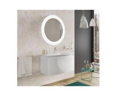 Badezimmer Badmöbel 80 cm Venere aus glänzend weiß Holz mit Keramik Waschtisch und Spiegel |