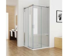 90x75 cm Duschkabine Eckeinstieg Duschwand Schiebetür Dusche Echtglas NANO 195cm mit Duschtasse HCP