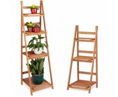 2 tlg. Blumentreppen Set, Blumenständer für Innen, Mehrstöckig, Leiterregal, Pflanzentreppe,