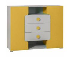 Jugendzimmer - Kommode Harald 07, Farbe: Weiß / Gelb - 97 x 120 x 40 cm (H x B x T)