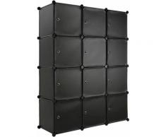 Tectake - Steckregal 12 Boxen mit Türen 112x37x148cm - Regalsystem, Cube Regal, Haushaltsregal