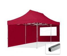 3x6 m Faltpavillon TOOLPORT, ECONOMY Alu 32mm, Seitenteile mit Panoramafenstern, rot