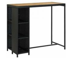 Bartisch mit Regal Schwarz 120x60x110 cm Poly Rattan