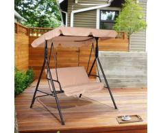 GOPLUS Hollywoodschaukel mit Sonnendach, Gartenschaukel, Schaukel, Schaukelbank, 2-Sitzer (Beige)