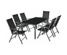 Aluminium Sitzgruppe 6+1 - Gartentisch, Gartenstuhl, Sitzbank - dunkelgrau