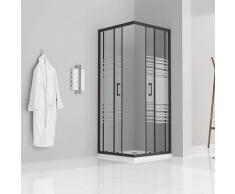 Duschkabine mit Schiebetüren Eckdusche mit Rollensystem aus teilsatiniertem ESG Glas 185cm Hoch mit
