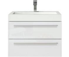 Badezimmer Badmöbel Set Marseille 60cm Hochglanz weiß - Unterschrank Schrank Waschbecken Waschtisch