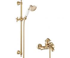 Paulgurkes - Wannenarmatur Gold Duscharmatur mit Brausestange und Handbrause
