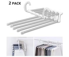 BIGKASI 2pcs Ausziehbar Hosenbügel Hosen Kleiderbügel Platzsparend 5 in 1 kleiderbügel Multifunktionale Hosenablage aus Edelstahl Schrank kleiderbügelhalter mit Schrank Kleiderbügelhalter für Kleidung BIGKASI 2pcs Ausziehbar Hosenbügel Hosen Kleiderbügel Platzsparend 5 in 1 kleiderbügel Multifunktionale Hosenablage aus Edelstahl Schrank kleiderbügelhalter mit Schrank Kleiderbügelhalter für Kleidung