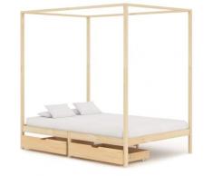 Vidaxl - Himmelbett-Gestell Kiefernholz mit 2 Schubladen 140x200cm Modell 1