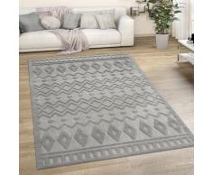 Outdoor Teppich Wetterfest Wohnzimmer Küchenteppich Skandi Ethno Muster Uni 3D 200x280 cm, Grau 3