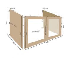 3 Seitenteile zu Rank Anbau Pavillon 3x4m Sand mit Fenster