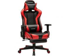 Songmics - Gaming Stuhl, Bürostuhl, ergonomischer Schreibtischstuhl, ausziehbare Fußstütze,