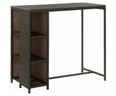 Bartisch mit Regal Braun 120x60x110 cm Poly Rattan