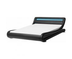 Wasserbett Kunstleder schwarz 180 x 200 cm mit LED-Beleuchtung AVIGNON