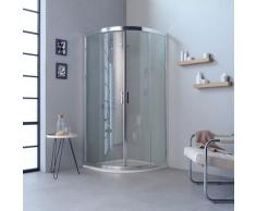 TRANSPARENTE RUNDDUSCHE 90 × 90 IN 195 CM HÖHE MIT FLACHPROFILEN UND SCHIEBETÜREN