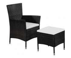 Gartenstuhl Und Hocker Mit Polstern Poly Rattan Schwarz