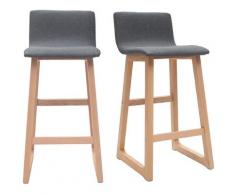 Miliboo - 2er-Set Barhocker helles Holz und grauer Stoff OSAKA - Anthrazitgrau