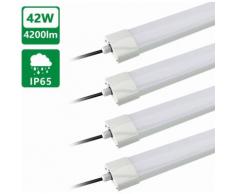 Tonffi Flache LED Feuchtraumleuchte Werkstattlampe für Feuchteräume oder Büro | Wannenleuchte