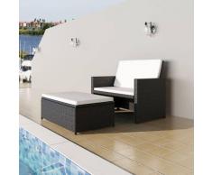 2-tlg. Garten-Lounge-Set mit Auflagen Poly Rattan Schwarz - Youthup