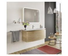 Badezimmer Badmöbel 100 cm Venere aus Eiche Gold Holz mit Keramik Waschtisch und Spiegel | Standard