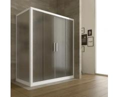 Duschkabine in PVC 150x70 CM H190 Satiniert Chinchilla mod. Star weißes Profil
