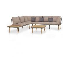 4-tlg. Garten-Lounge-Set mit Auflagen Massivholz Akazie Braun