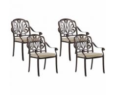 Beliani - Stuhl 4er Set Gartenstuhl Balkonstuhl Aluminium 4 Sitzkissen Dunkelbraun